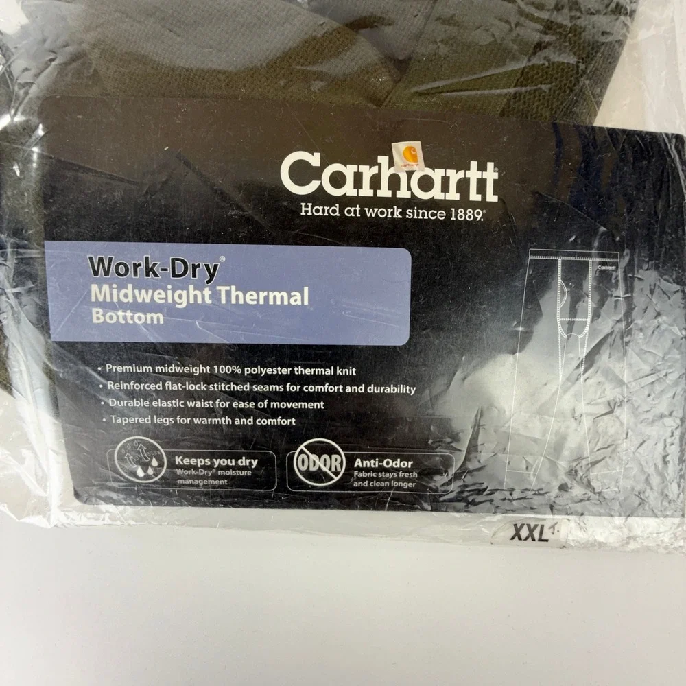 Carhartt Work-Dry Midweight Thermal Bottom Deep Olive K208 DPO Mens 2XL Tall NWT